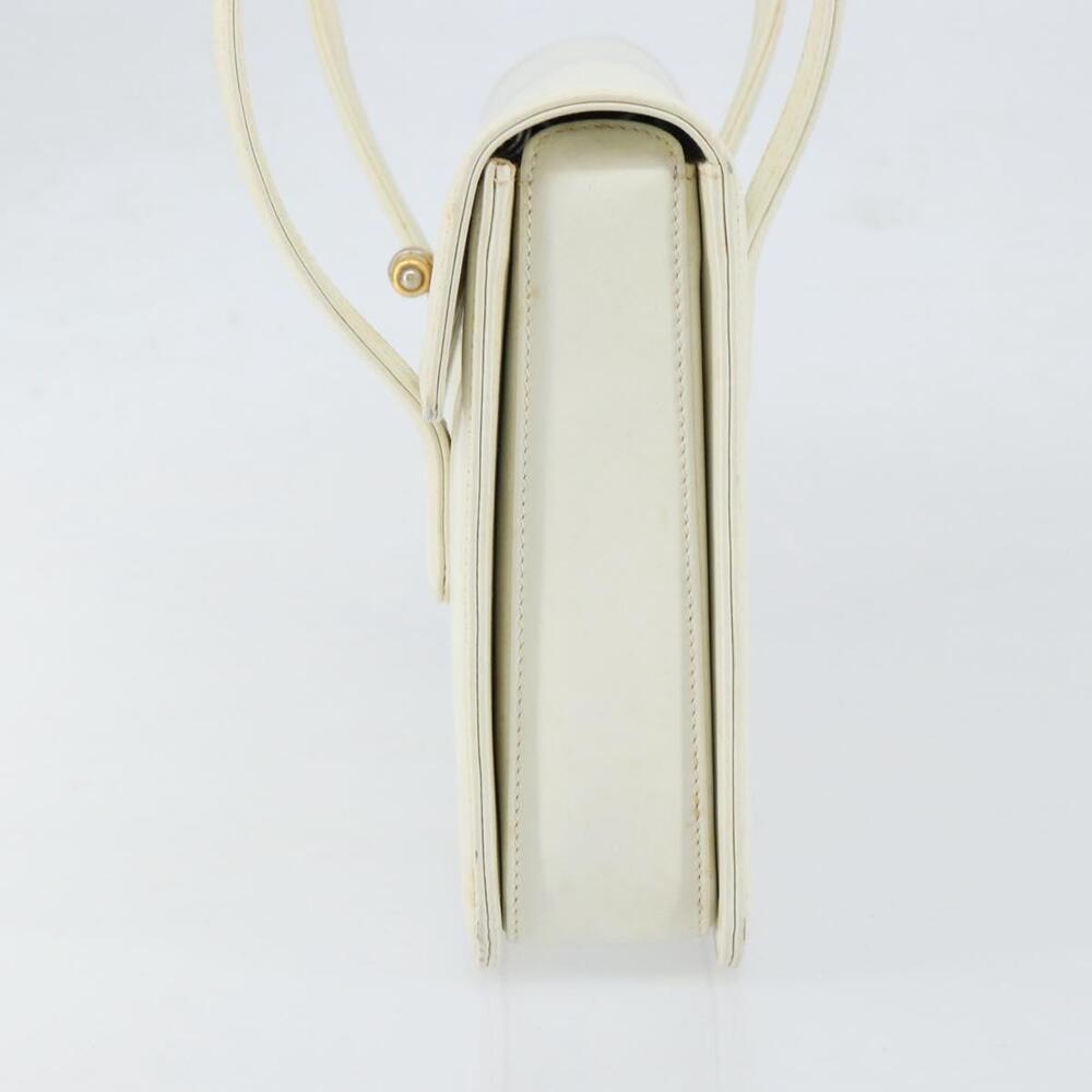 GUCCI Hand Bag Leather White Gold Auth 154583 - Picture 3 of 16